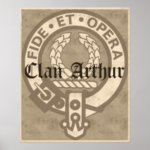 Clan Arthur Crest Badge Sepia Poster