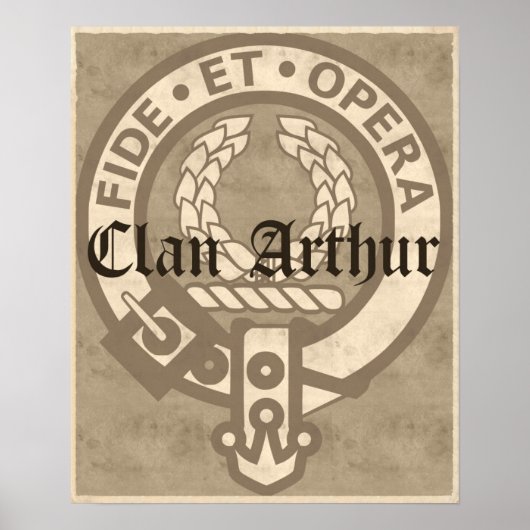 Clan Arthur Crest Badge Sepia Poster (Devant)