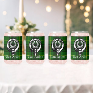 Clan Arthur Crest Badge & Tartan Blikvorm Glas