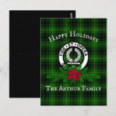 Clan Arthur Crest Badge & Tartan Holiday Carte pos (Devant / Derrière)