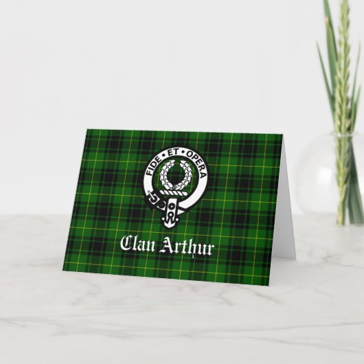Clan Arthur/MacArthur Crest en Tartan Kaart (Voorkant)