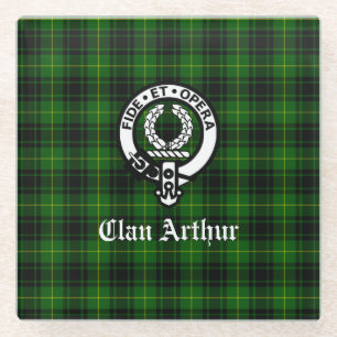 Clan Arthur/MacArthur Crest & Tartan Glazen Onderzetter
