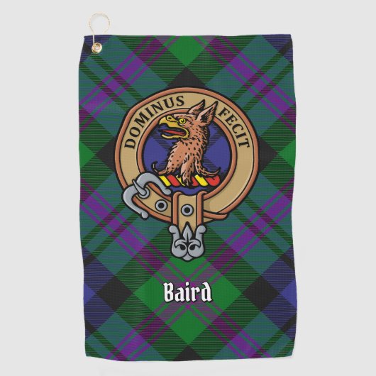 Clan Baird Crest over Tartan Golfhanddoek (Voorkant)