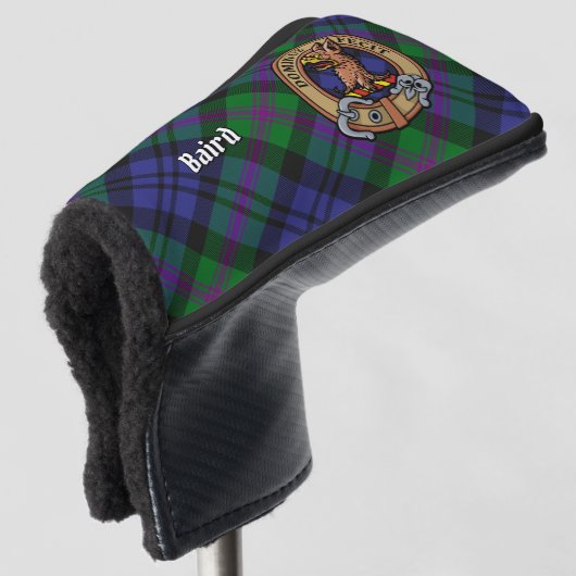 Clan Baird Crest over Tartan Golfheadcover (3/4 voorkant)