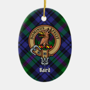 Clan Baird Crest over Tartan Keramisch Ornament