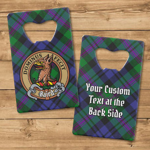 Clan Baird Crest over Tartan Kredietkaart Flessenopener