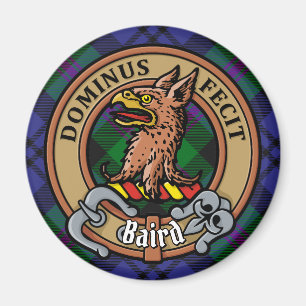 Clan Baird Crest over Tartan Magneet