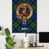 Clan Baird Crest over Tartan Poster (Thuiskantoor)
