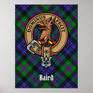 Clan Baird Crest over Tartan Poster