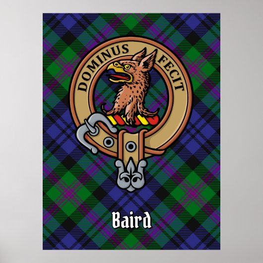 Clan Baird Crest over Tartan Poster (Voorkant)
