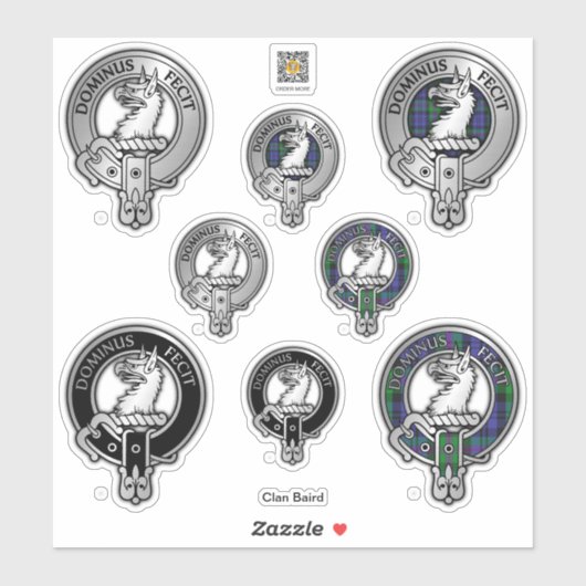 Clan Baird Crest & Tartan Sticker (Feuille)