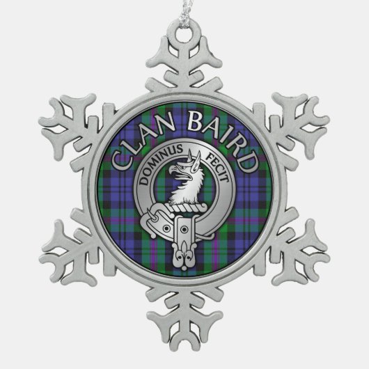 Clan Baird Crest & Tartan Tin Sneeuwvlok Ornament (Voorkant)