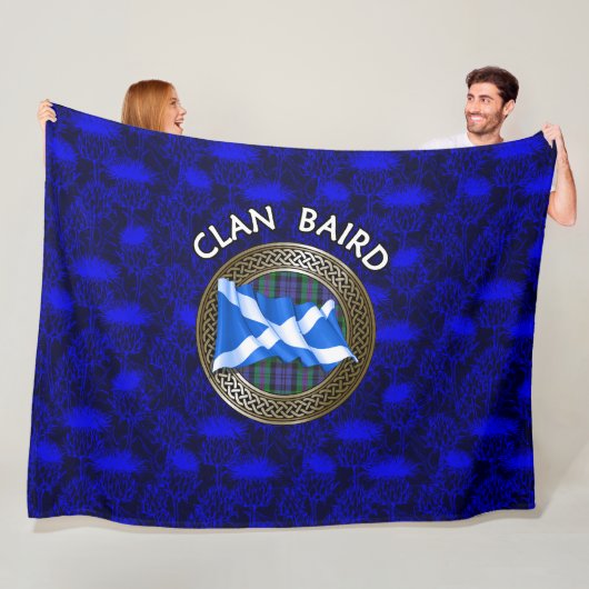 Clan Baird Tartan Knot & Flag Fleece Deken (In situ)