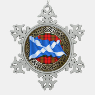 Clan Baird Tartan Knot & Flag Tin Sneeuwvlok Ornament