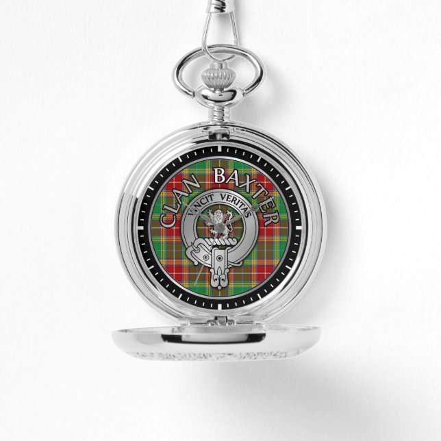 Clan Baxter Crest & Tartan Horloge (Voorkant)
