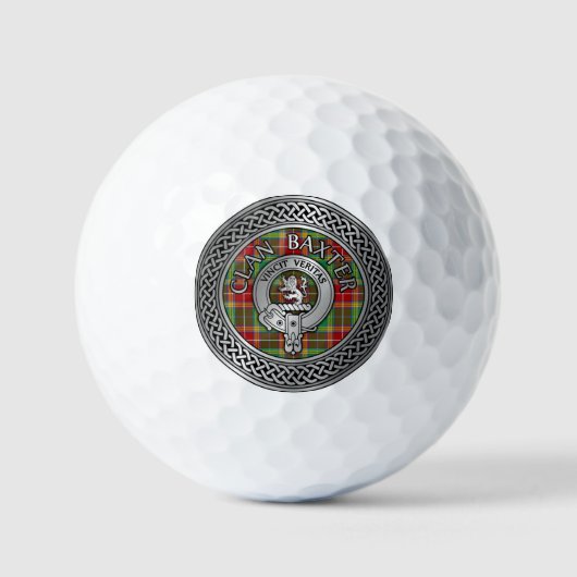 Clan Baxter Crest & Tartan Knot Golfballen (Voorkant)