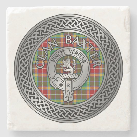Clan Baxter Crest & Tartan Knot Stenen Onderzetter (Voorkant)