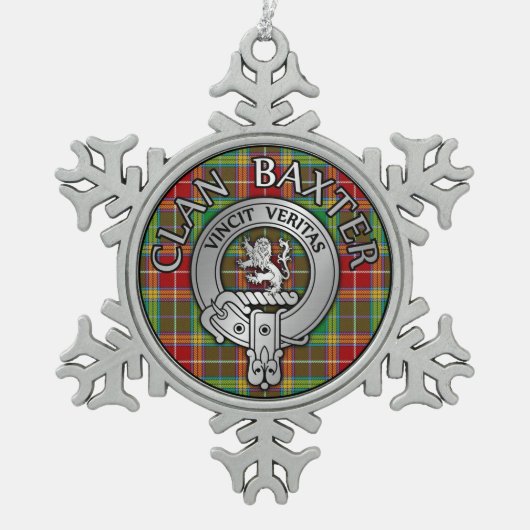 Clan Baxter Crest & Tartan Tin Sneeuwvlok Ornament (Voorkant)