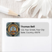 Clan Bell Crest boven Tartan Etiket (Insitu)