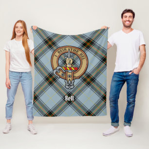 Clan Bell Crest boven Tartan Fleece Deken