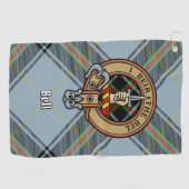 Clan Bell Crest boven Tartan Golfhanddoek (Horizontaal)