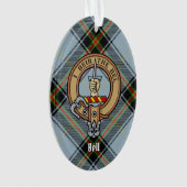 Clan Bell Crest boven Tartan Ornament (voorkant)
