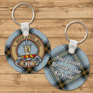 Clan Bell Crest boven Tartan Sleutelhanger