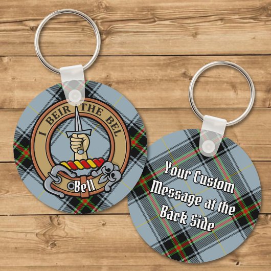 Clan Bell Crest boven Tartan Sleutelhanger