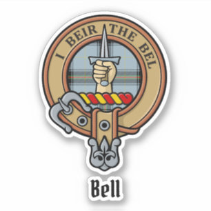 Clan Bell Crest boven Tartan Sticker