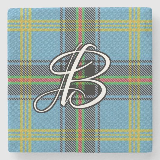 Clan Bell Tartan Custom Monogram Stenen Onderzetter (Voorkant)
