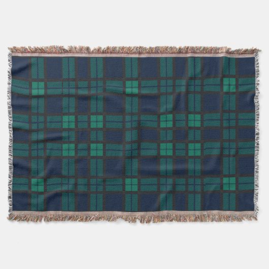 Clan Black Bekijk Tartan Blauw groene cheque Deken (Voorkant)