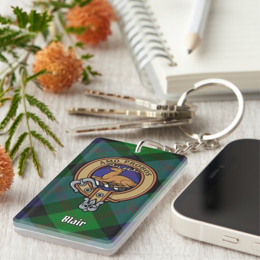 Clan Blair Crest Acrylische Sleutelhanger (Voorkant Rechts)