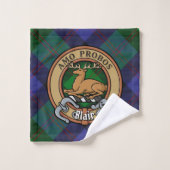 Clan Blair Crest over Tartan Bad Handdoek (Wasdoekje)
