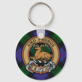 Clan Blair Crest over Tartan Sleutelhanger (Voorkant)