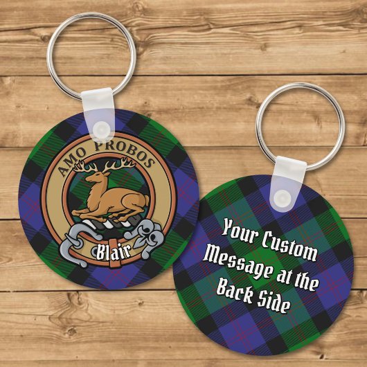 Clan Blair Crest over Tartan Sleutelhanger