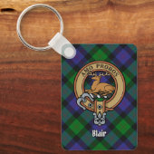 Clan Blair Crest over Tartan Sleutelhanger (Voorkant)