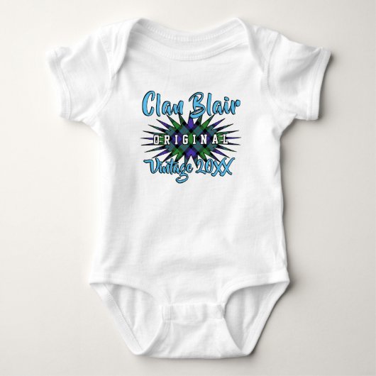 Clan Blair Tartan Burst  Birthyear Romper (Voorkant)