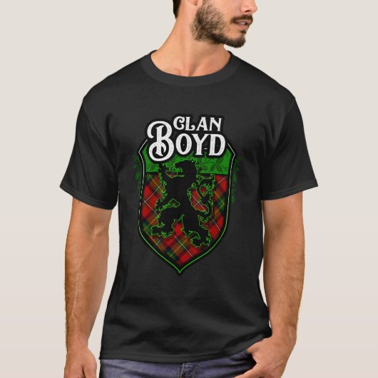 Clan Boyd achternaam Schotse Tartan Lion Rampant C T-shirt (Voorkant)