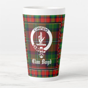 Clan Boyd Crest Badge & Tartan Latte Mok