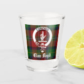 Clan Boyd Crest Badge & Tartan Shot Glas (Voorkant)