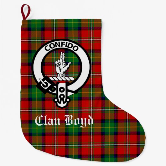 Clan Boyd Crest en Tartan  Grote Kerstsok (Voorkant)