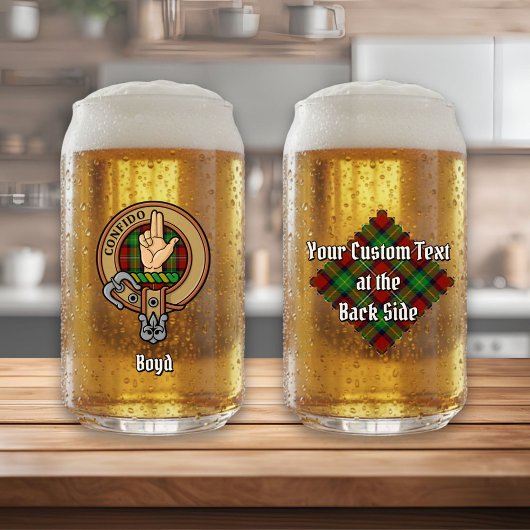 Clan Boyd Crest over Tartan Blikvorm Glas