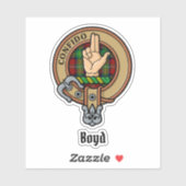 Clan Boyd Crest over Tartan Sticker (Vel)