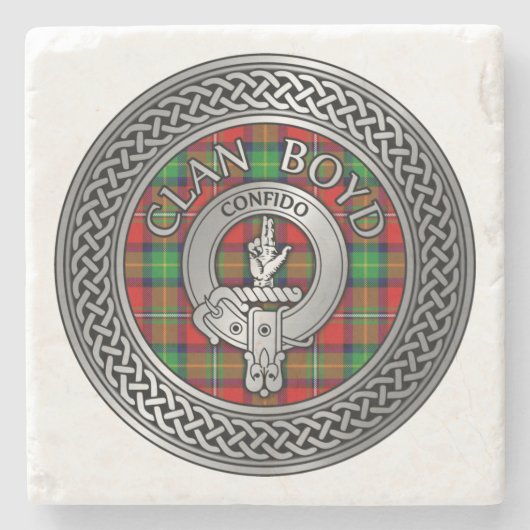 Clan Boyd Crest & Tartan Knot Stenen Onderzetter (Voorkant)