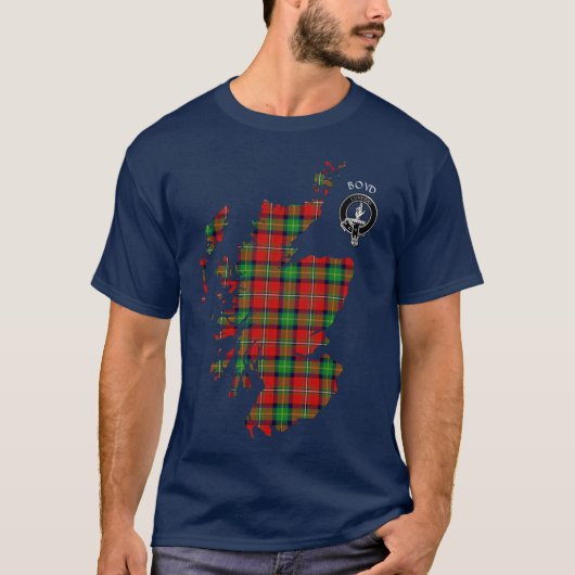 Clan Boyd Tartan Carte et T-shirt Crest (Devant)