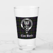 Clan Boyle Crest Badge & Tartan Glas (Voorkant)