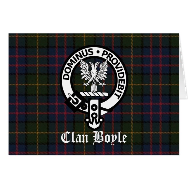 Clan Boyle Crest & Tartan Grey Card (Devant horizontal)