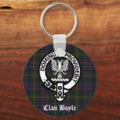 Clan Boyle Crest & Tartan Sleutelhanger (Voorkant)