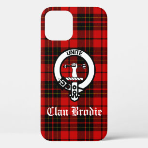 Clan Brodie Crest Badge en Tartan iPhone 12 Hoesje