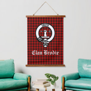 Clan Brodie Crest Badge en Tartan Hangend Wandkleed